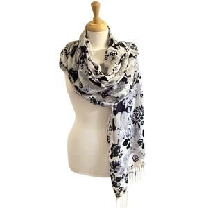 Holiday Editions Floral Print Open Knit Scarf Office‎ Whimsical Cottagecore Boho